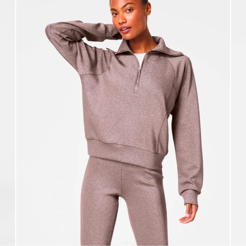 Spanx air essentials shimmer half zip sweatshirt XS
